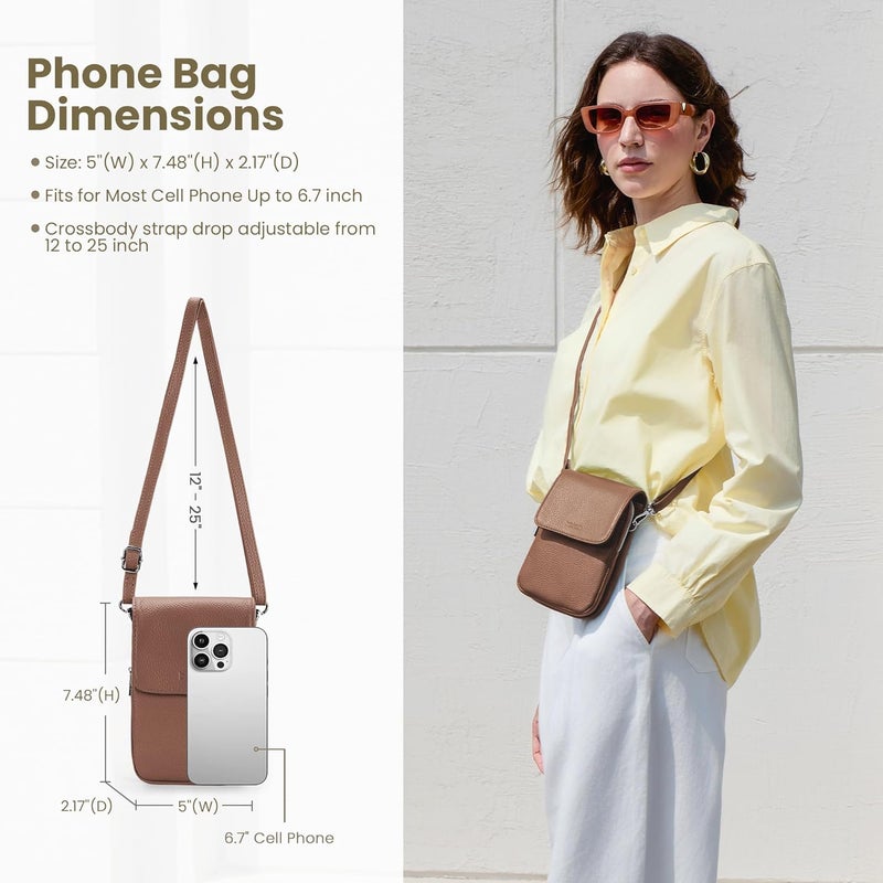 befen Genuine Leather Small Crossbody Bags for Women, Cell Phone Cross body Purse Bag with RFID Blocking Card Slots - Image 2